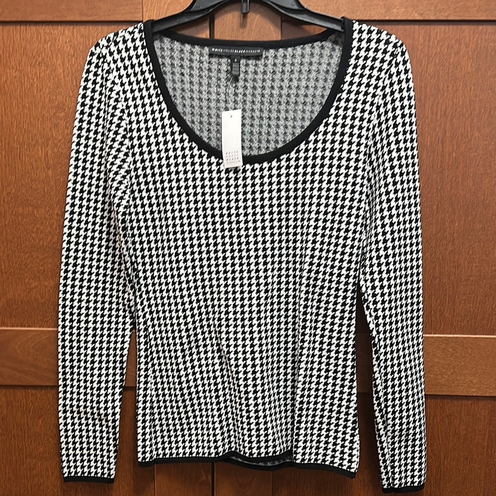 WHBM sweater; Stylish houndstooth, 53% Rayon, 47% Nylon-perfect for any occasion